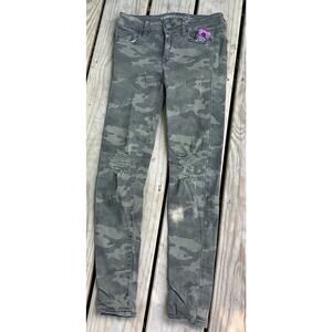 American Eagle Camo Distressed Super Stretch X Jeggings Size 0 Short